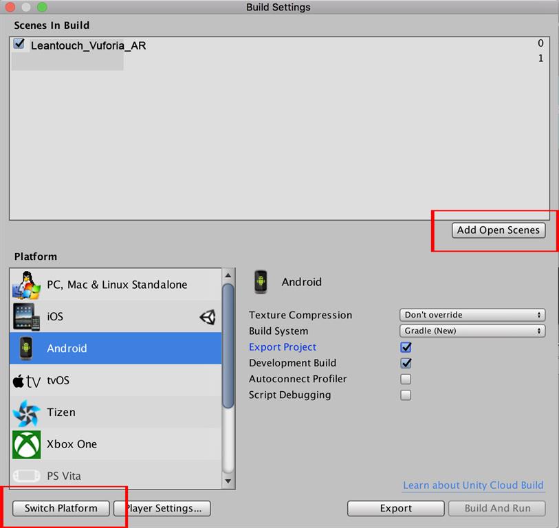 Leantouch_Vuforia_AR In Unity